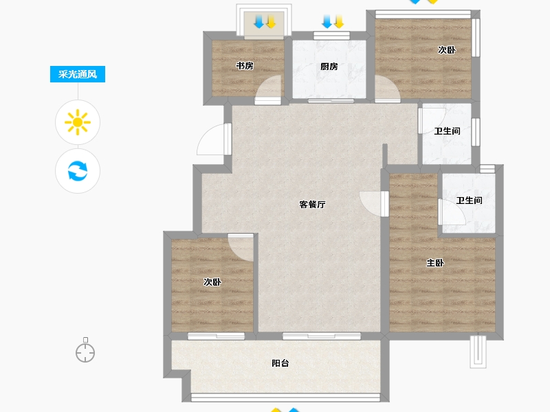 安徽省-合肥市-北城正荣府-85.01-户型库-采光通风