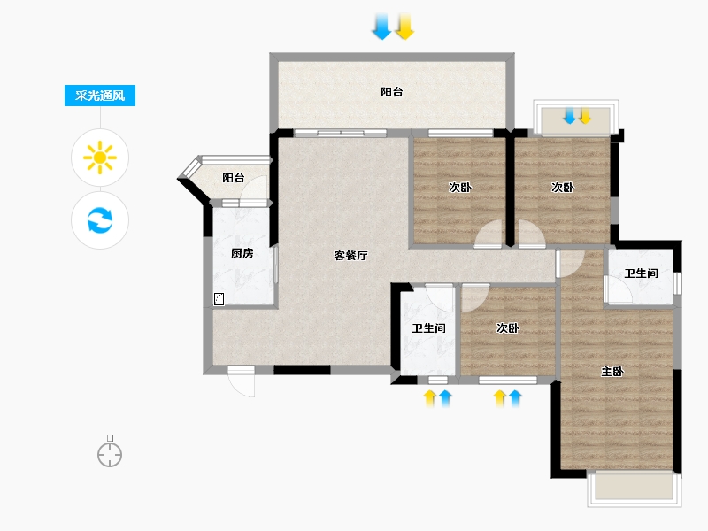 广西壮族自治区-南宁市-人和公园溪府-100.27-户型库-采光通风