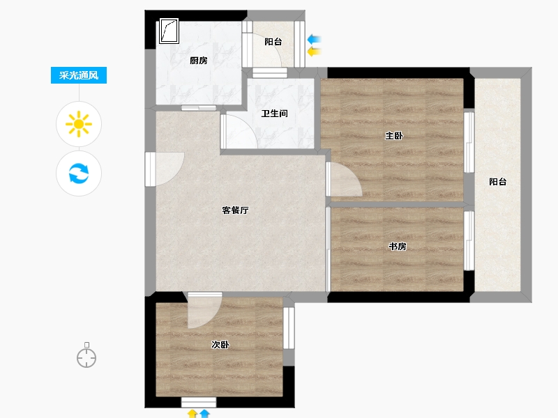 广西壮族自治区-南宁市-人和公园溪府-49.05-户型库-采光通风