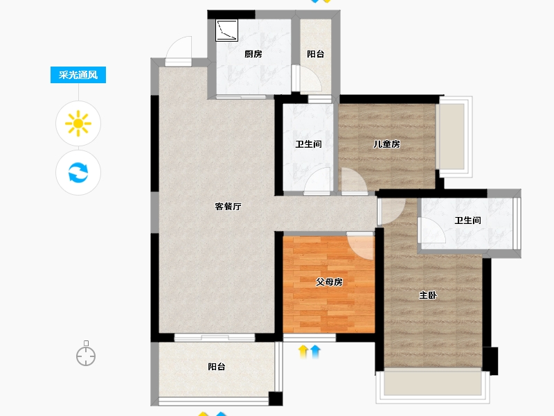 广西壮族自治区-南宁市-南宁宝能城-78.70-户型库-采光通风