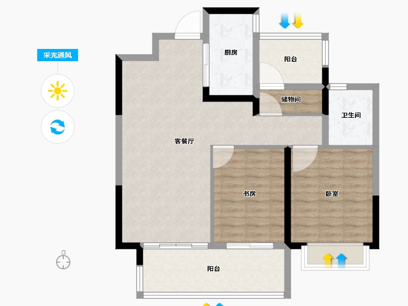 安徽省-合肥市-高速时代御府-83.45-户型库-采光通风