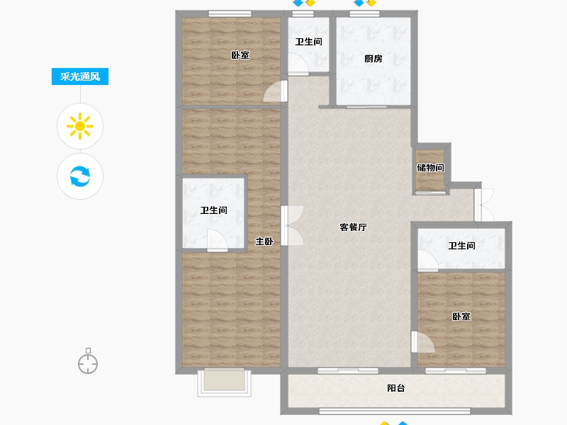 山西省-太原市-金地·卿云台-137.43-户型库-采光通风