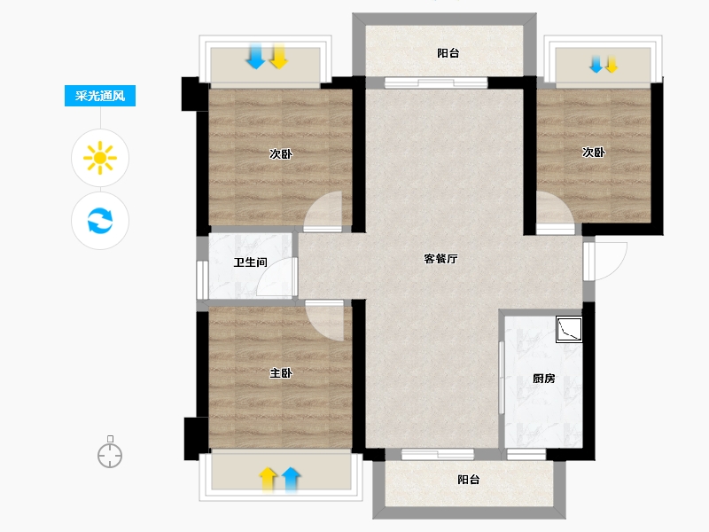 广西壮族自治区-南宁市-南宁宝能城-64.64-户型库-采光通风