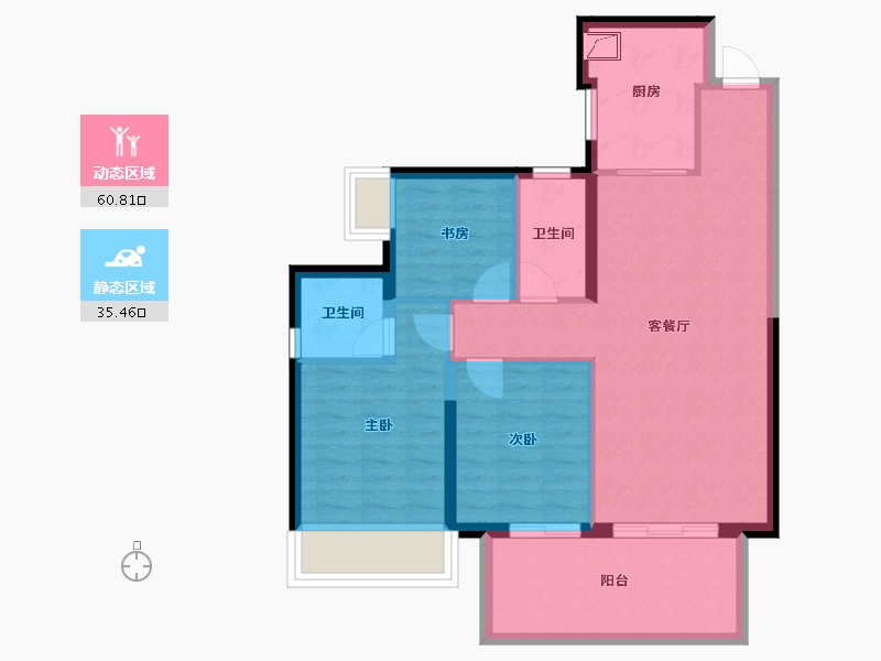 广西壮族自治区-南宁市-凯旋1号上水湾-86.31-户型库-动静分区