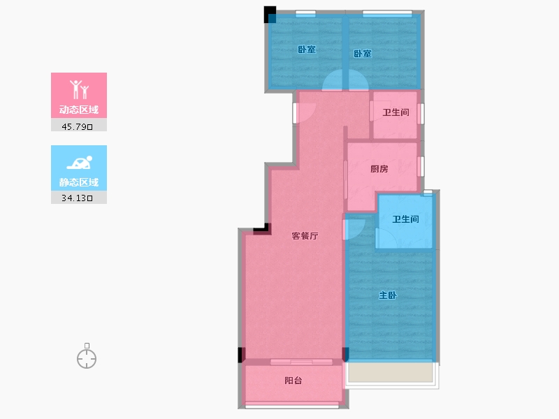 浙江省-杭州市-平峰晓庐-71.20-户型库-动静分区