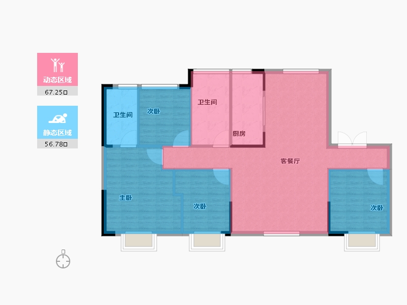 黑龙江省-哈尔滨市-碧桂园国风云著-114.36-户型库-动静分区