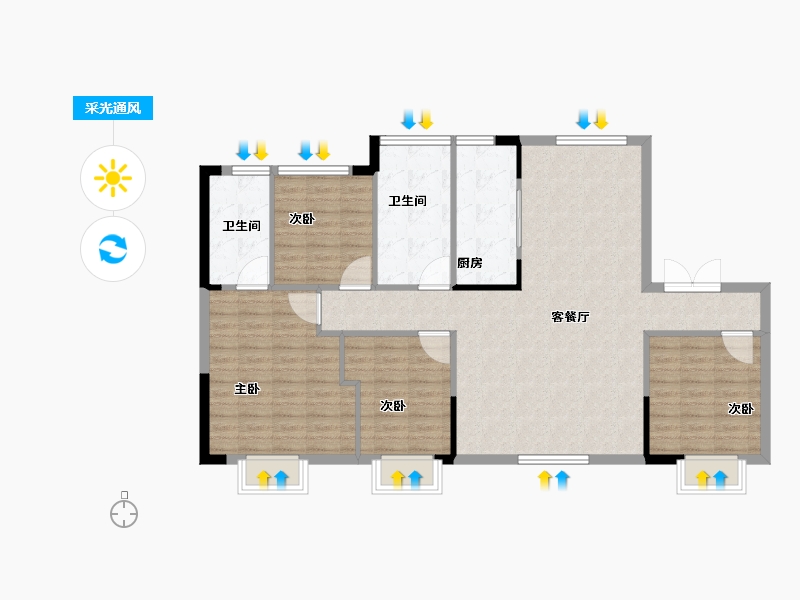 黑龙江省-哈尔滨市-碧桂园国风云著-114.36-户型库-采光通风