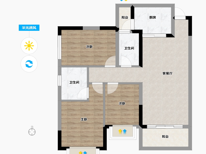 广西壮族自治区-南宁市-汉军冠江台-77.14-户型库-采光通风