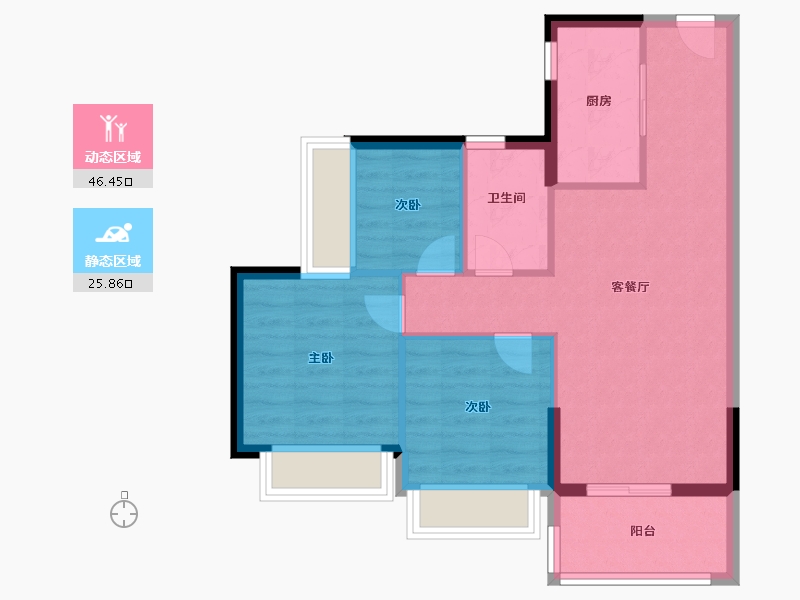 广东省-广州市-时代天韵（黄埔)-64.80-户型库-动静分区