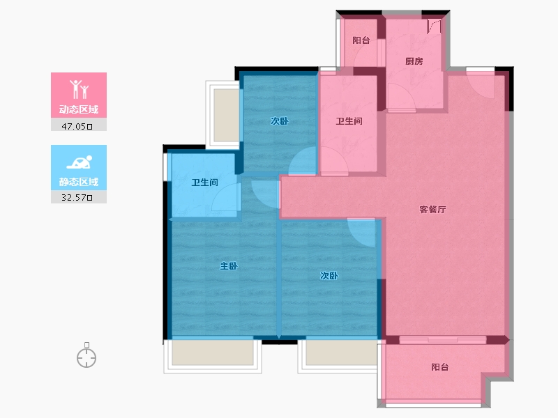 广东省-珠海市-保利碧桂园新城之光-70.70-户型库-动静分区