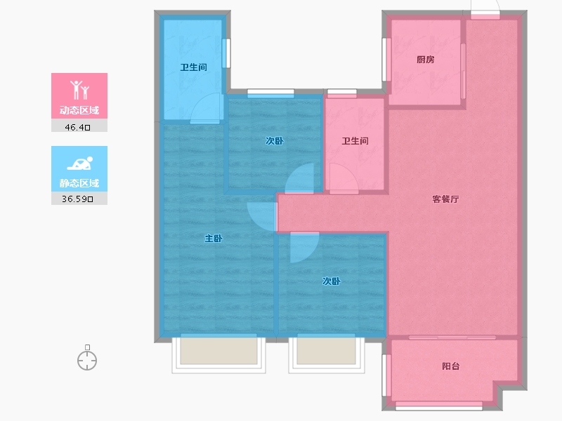 湖北省-宜昌市-碧桂园云廷-82.65-户型库-动静分区