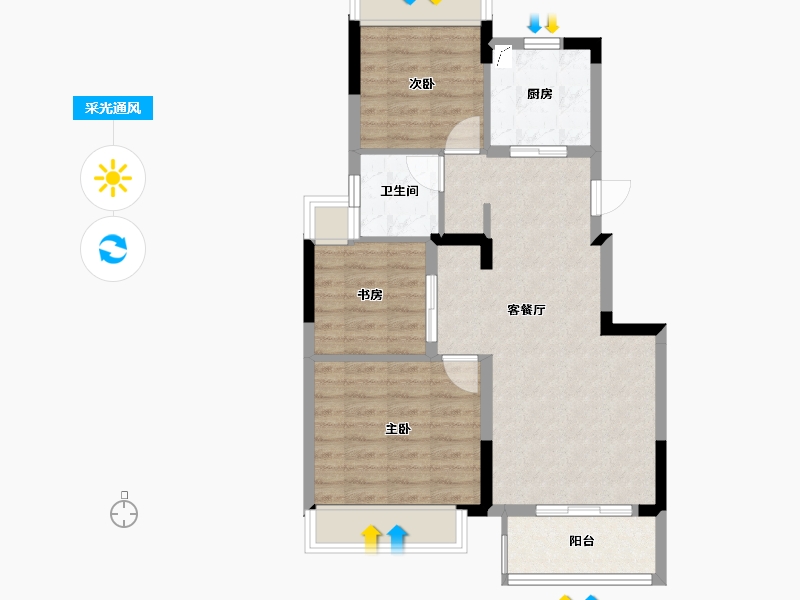 江苏省-苏州市-和岸花园-67.00-户型库-采光通风