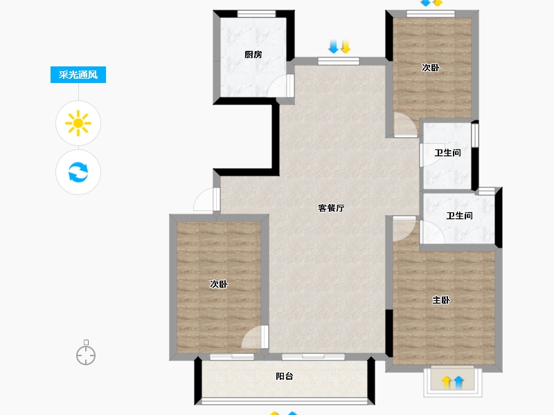 甘肃省-兰州市-瑞辰金悦府-101.33-户型库-采光通风