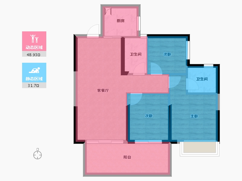 广西壮族自治区-南宁市-人和公园溪府-72.23-户型库-动静分区