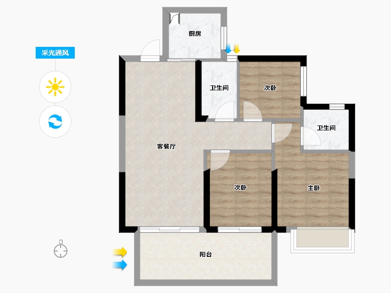 广西壮族自治区-南宁市-人和公园溪府-72.23-户型库-采光通风