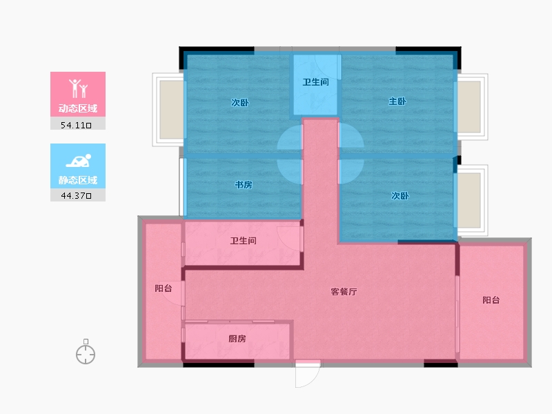 广西壮族自治区-南宁市-振宁星光广场-89.49-户型库-动静分区