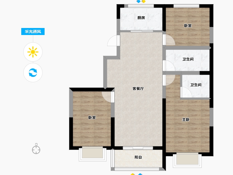 山西省-太原市-融超悦府-81.72-户型库-采光通风