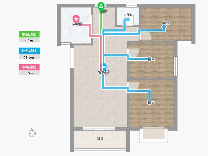 甘肃省-兰州市-瑞雪华庭-66.51-户型库-动静线