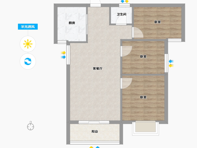 甘肃省-兰州市-瑞雪华庭-66.51-户型库-采光通风