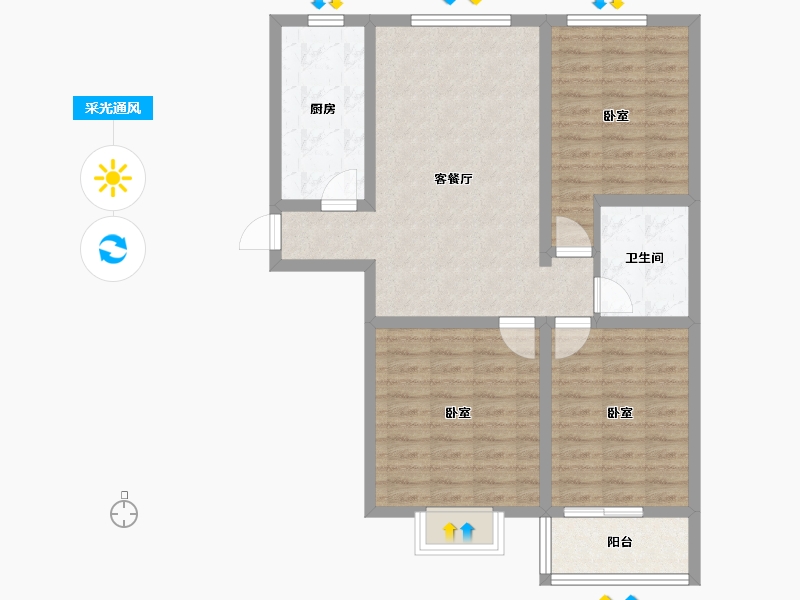 山西省-太原市-青年城未来御-84.09-户型库-采光通风