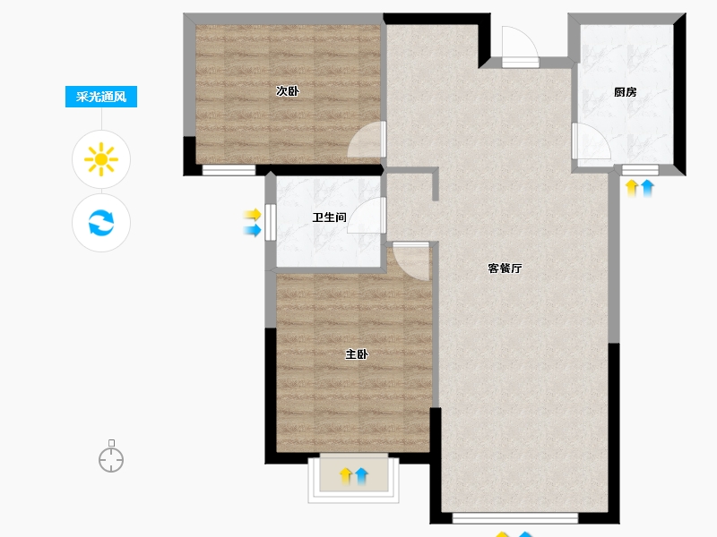 甘肃省-兰州市-瑞岭悦府-76.80-户型库-采光通风