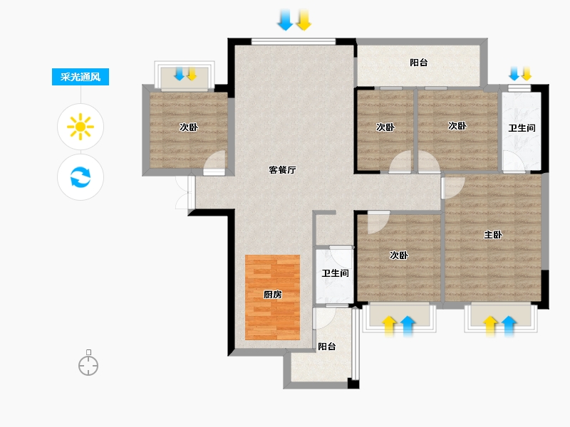 广西壮族自治区-南宁市-振宁星光广场-109.54-户型库-采光通风