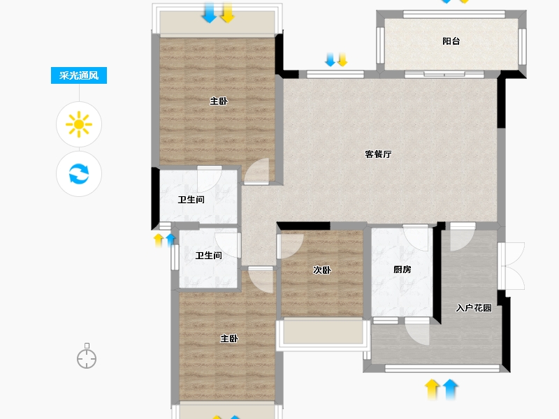 四川省-成都市-恒大银海湖-99.77-户型库-采光通风