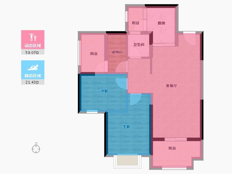 广东省-中山市-国深大信君澜湾-71.09-户型库-动静分区