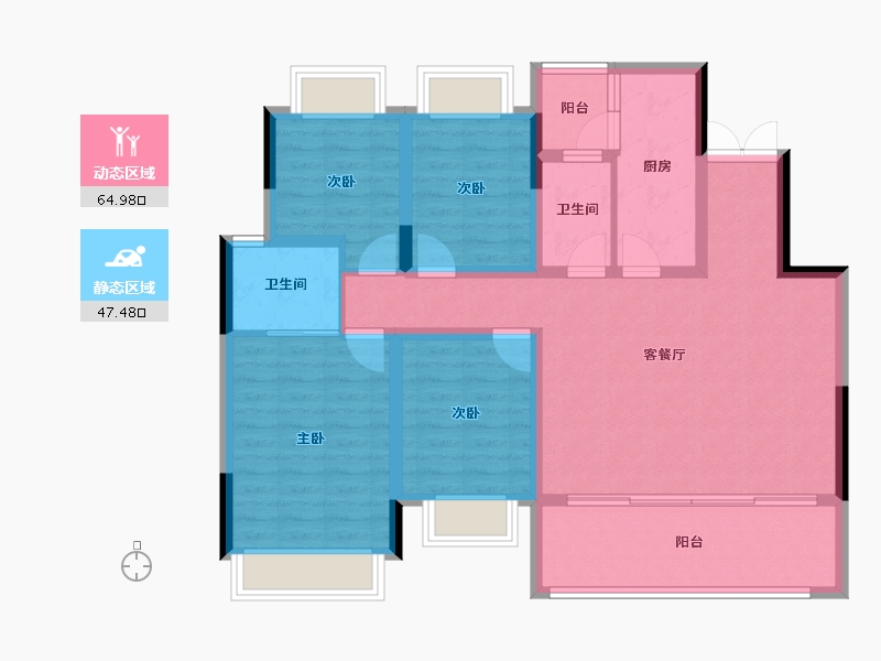 重庆-重庆市-江津鲁能领秀城二街区-100.20-户型库-动静分区