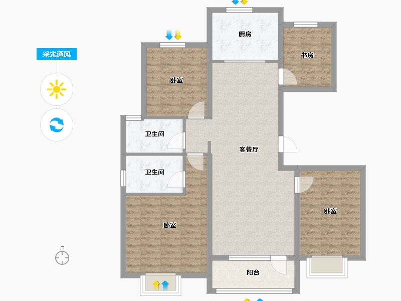 山东省-青岛市-海尔产城创翡翠公园-102.40-户型库-采光通风