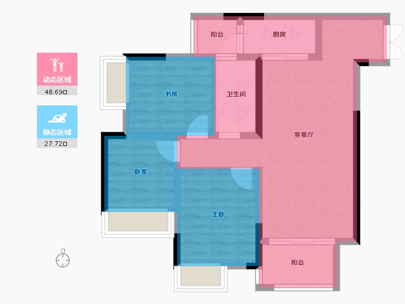 重庆-重庆市-北新御龙湾-67.45-户型库-动静分区