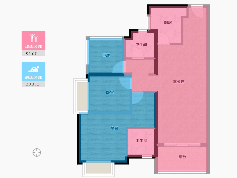 广东省-惠州市-康桥知园-70.20-户型库-动静分区