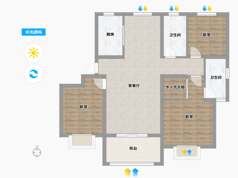 山东省-青岛市-海信君和-93.60-户型库-采光通风