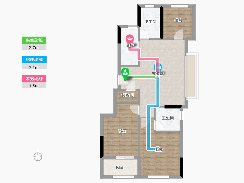 浙江省-金华市-万科城-71.21-户型库-动静线