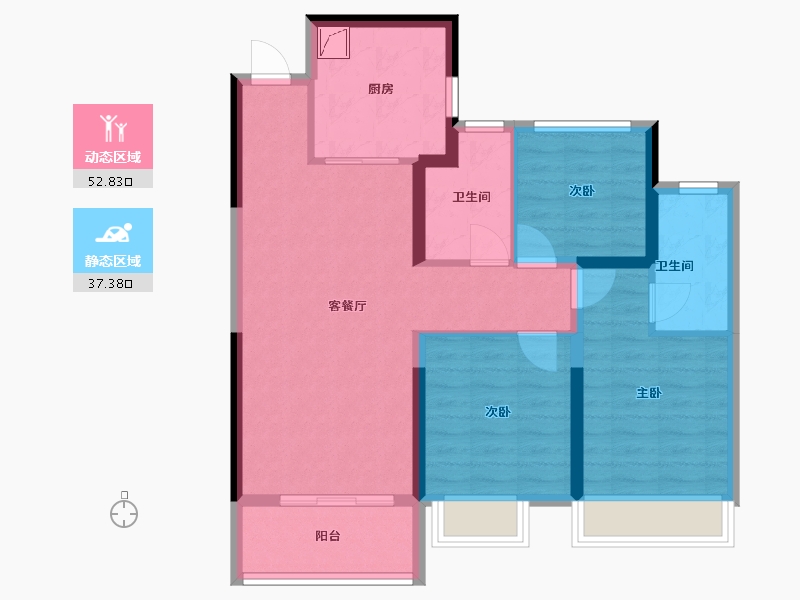 河南省-郑州市-正商兰亭华府-80.00-户型库-动静分区