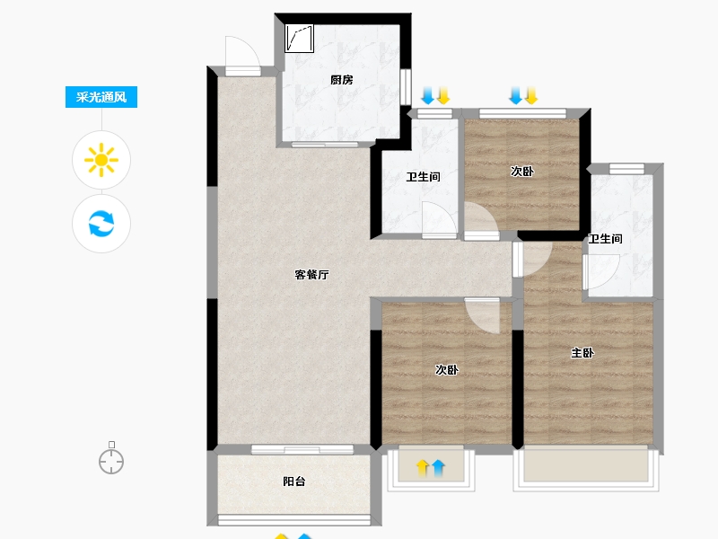 河南省-郑州市-正商兰亭华府-80.00-户型库-采光通风