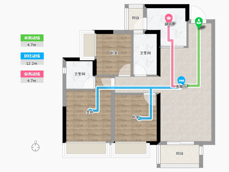 四川省-成都市-金科中梁美院-70.96-户型库-动静线