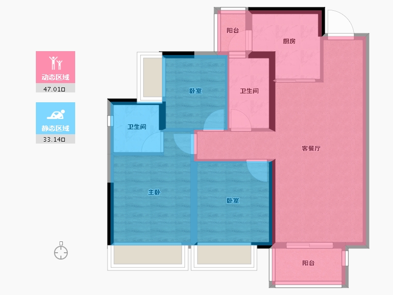 四川省-成都市-金科中梁美院-70.96-户型库-动静分区