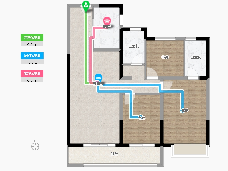 陕西省-西安市-富力开远城-100.80-户型库-动静线