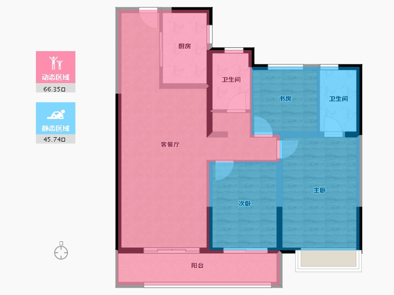 陕西省-西安市-富力开远城-100.80-户型库-动静分区