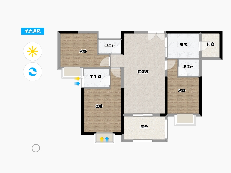 广东省-中山市-天明东华阁-96.80-户型库-采光通风