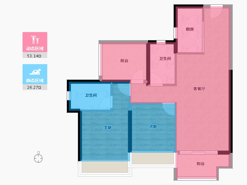 广东省-惠州市-中海寰宇时代花园-70.76-户型库-动静分区