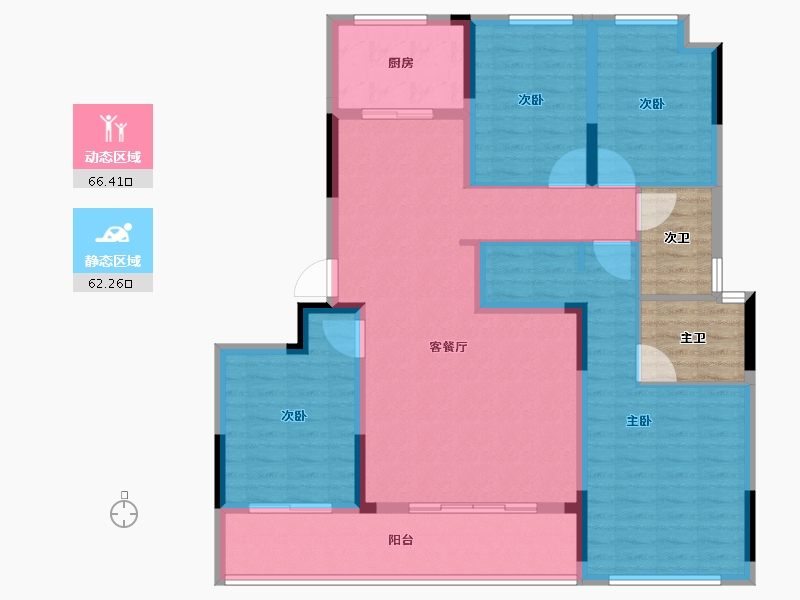 浙江省-绍兴市-武汉城建融创滨湖湾-124.92-户型库-动静分区