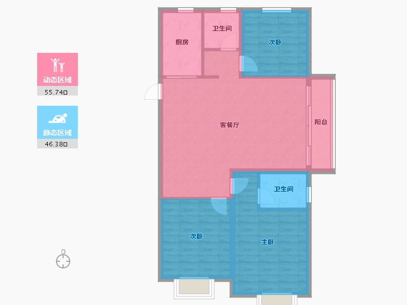 山东省-青岛市-金日君基新天地-92.80-户型库-动静分区