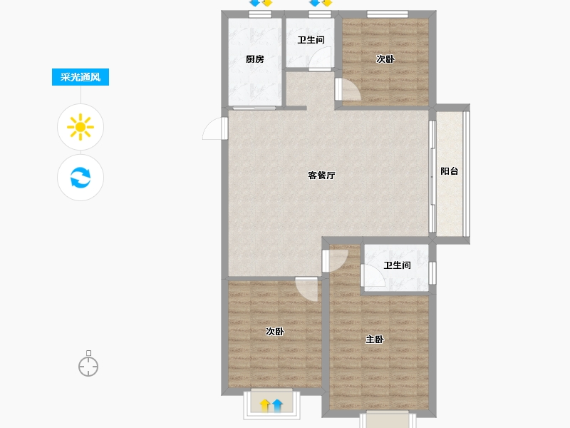 山东省-青岛市-金日君基新天地-92.80-户型库-采光通风