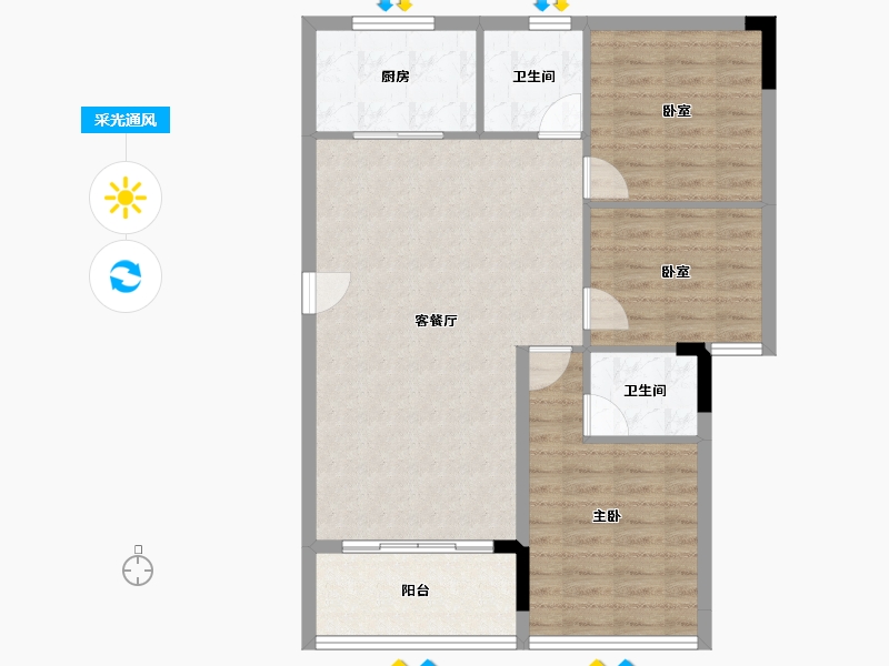 广东省-惠州市-康馨华府-84.91-户型库-采光通风