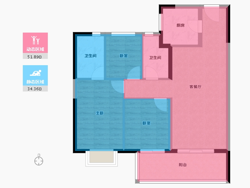 云南省-昆明市-招商公园大道央璟-77.52-户型库-动静分区