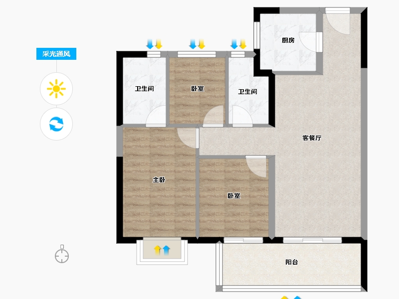 云南省-昆明市-招商公园大道央璟-77.52-户型库-采光通风