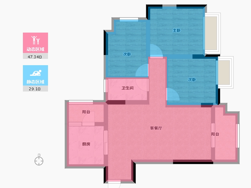 重庆-重庆市-新城光屿-67.19-户型库-动静分区