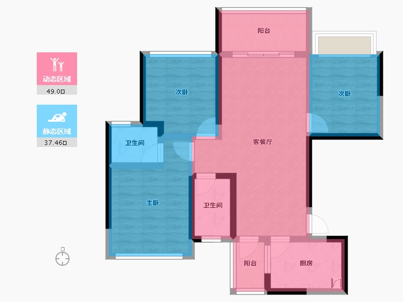 四川省-成都市-金成德信锦绣天成-75.56-户型库-动静分区